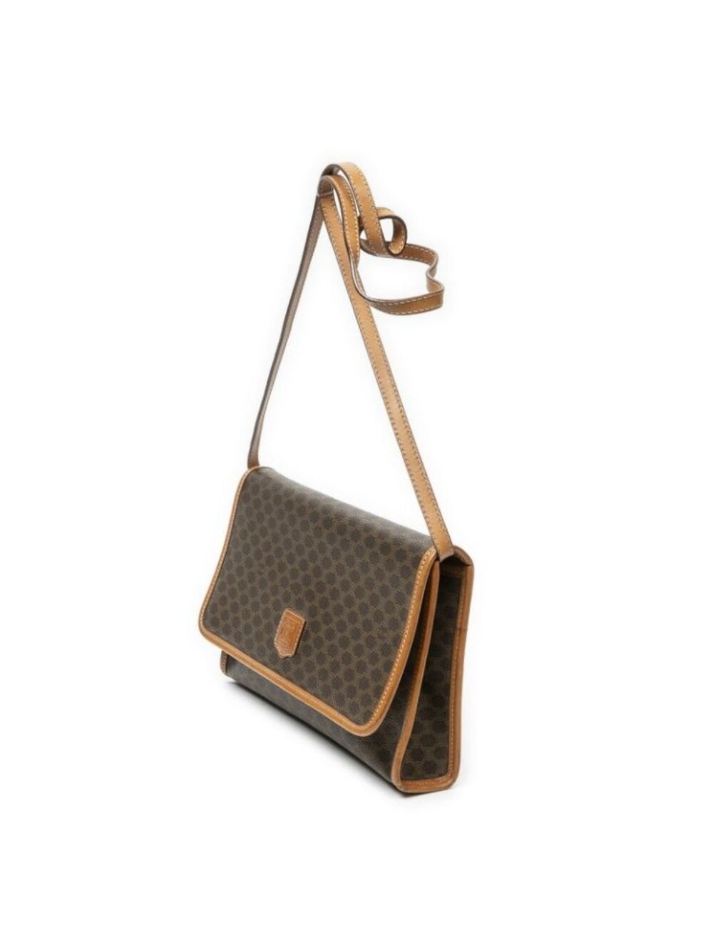 Celine Vintage Flap Crossbody Brown Macadam Canvas - Picture 2 of 10